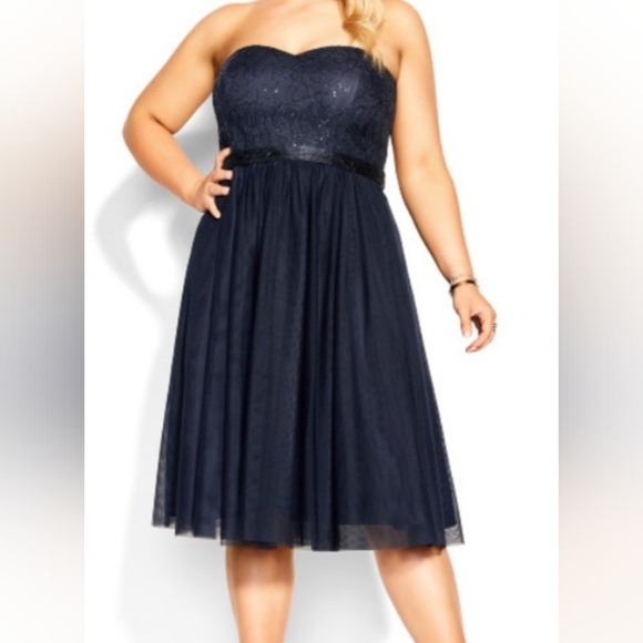 NWT City Chic Sequined Dark Navy Blue Dress Size L (20) - Picture 4 of 10